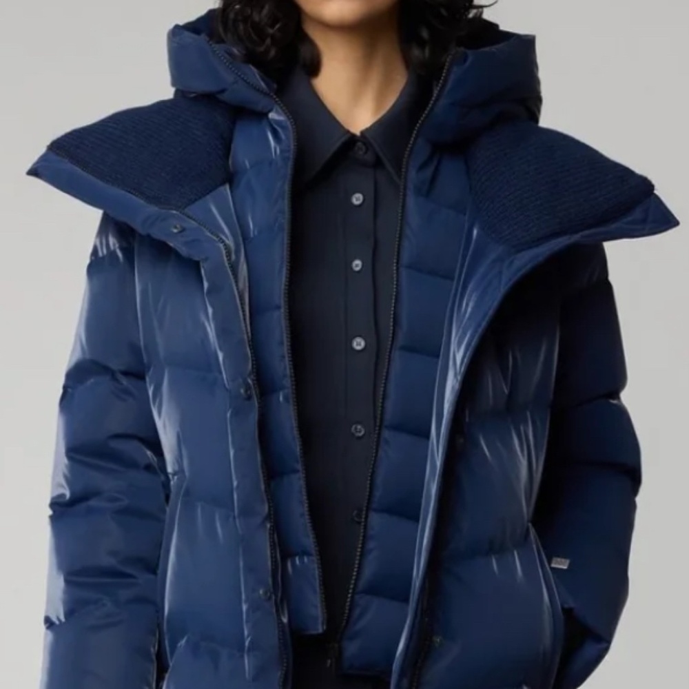 SOIA&KYO LILY - VELVET SHINE DOWN COAT WITH RIB COLLAR AND INNER BIB